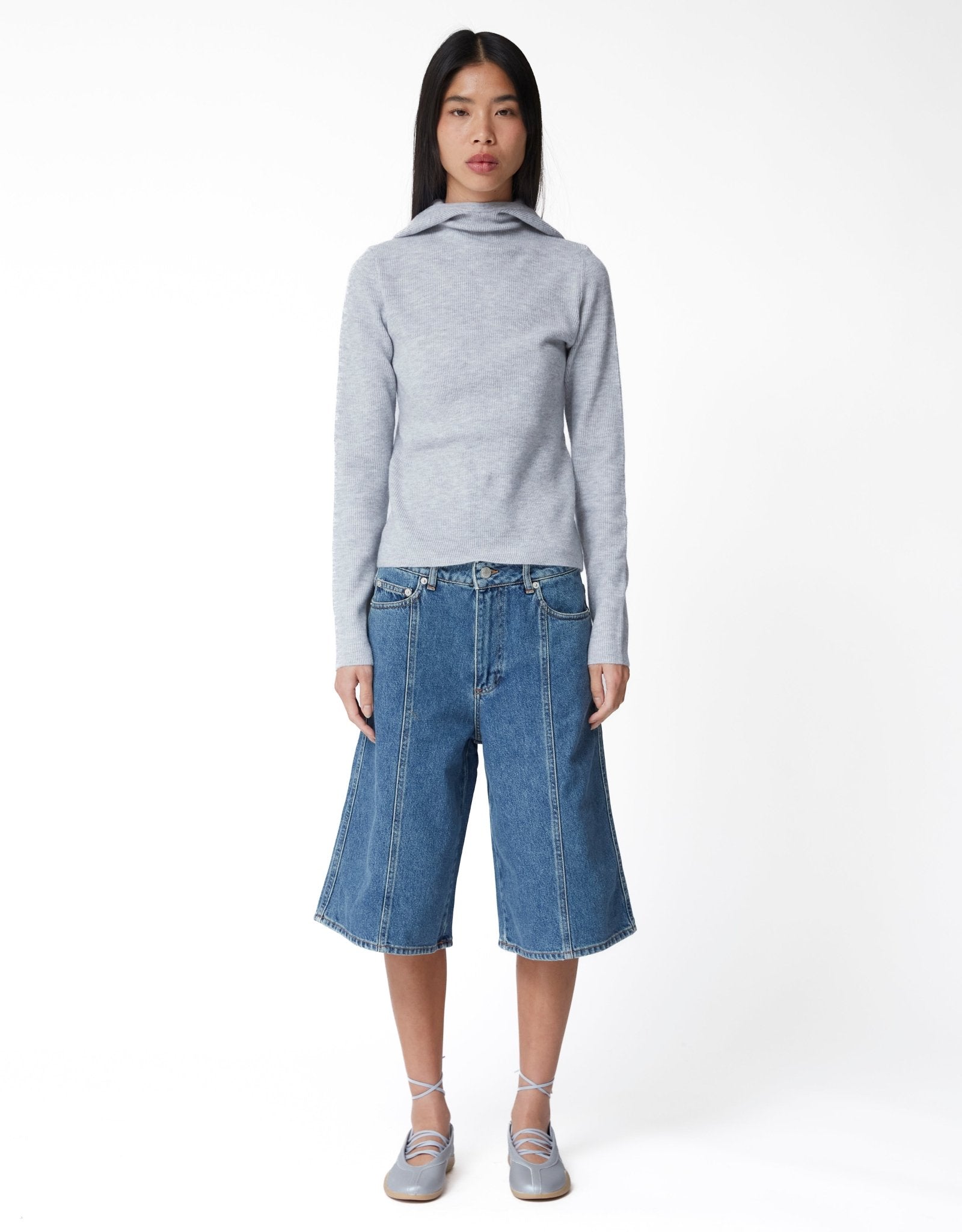oval square Edie Denim Shorts - Rezetstore