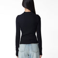 Amomento Ribbed Mock Neck Cardigan - Rezetstore
