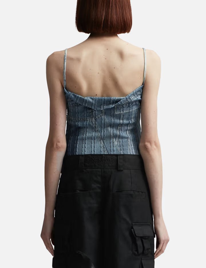 Denim Printed Knit Bodysuit