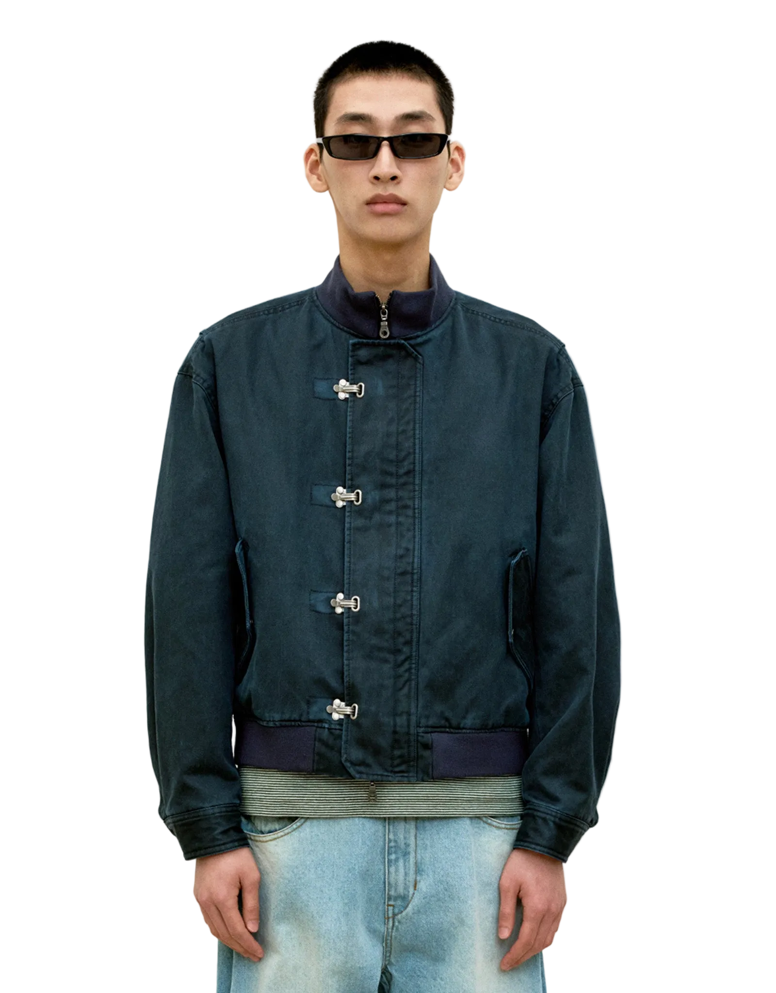 Washed Deck Hook Lip Bomber Jacket