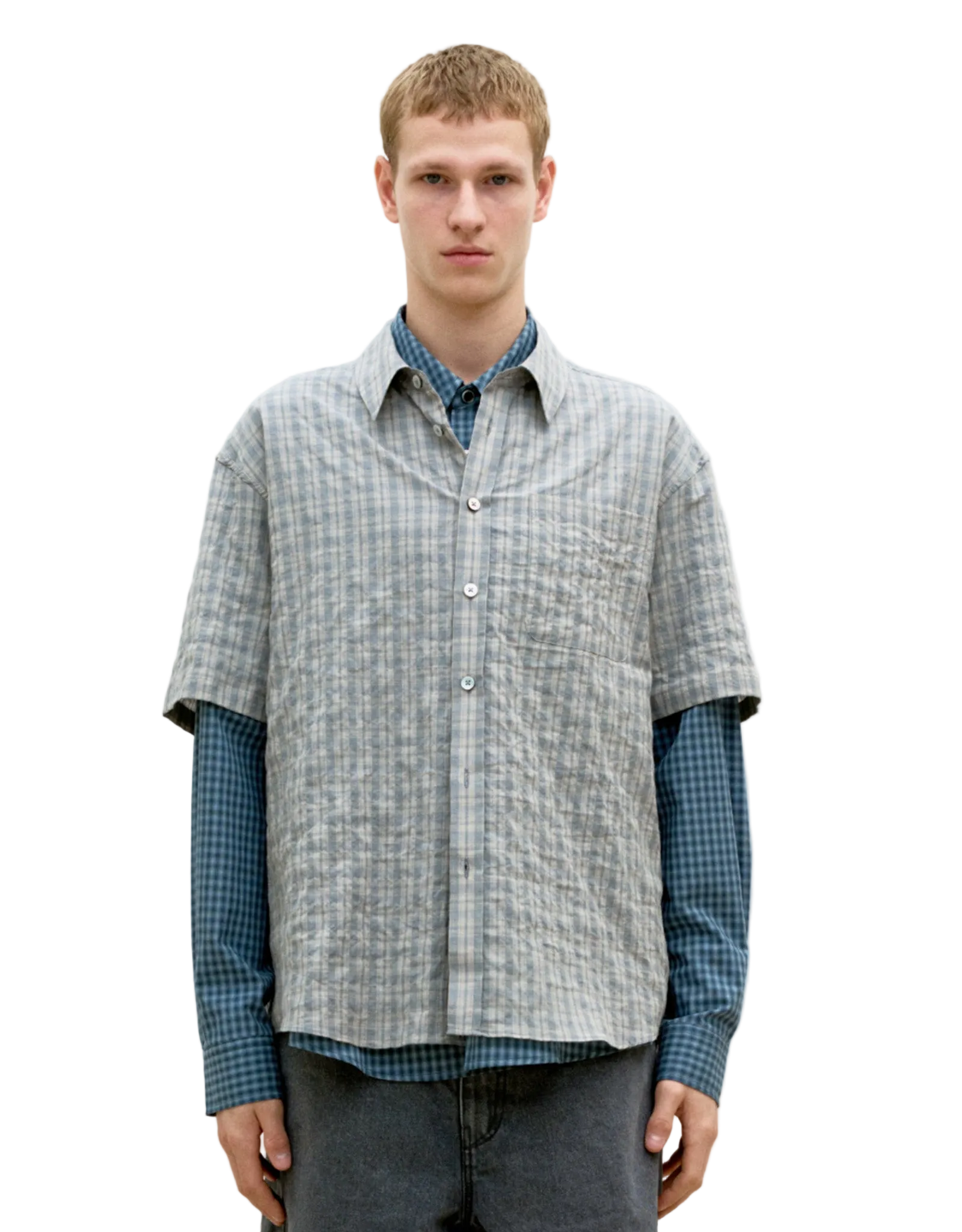 Alternative Wrinkle Check Half Shirt