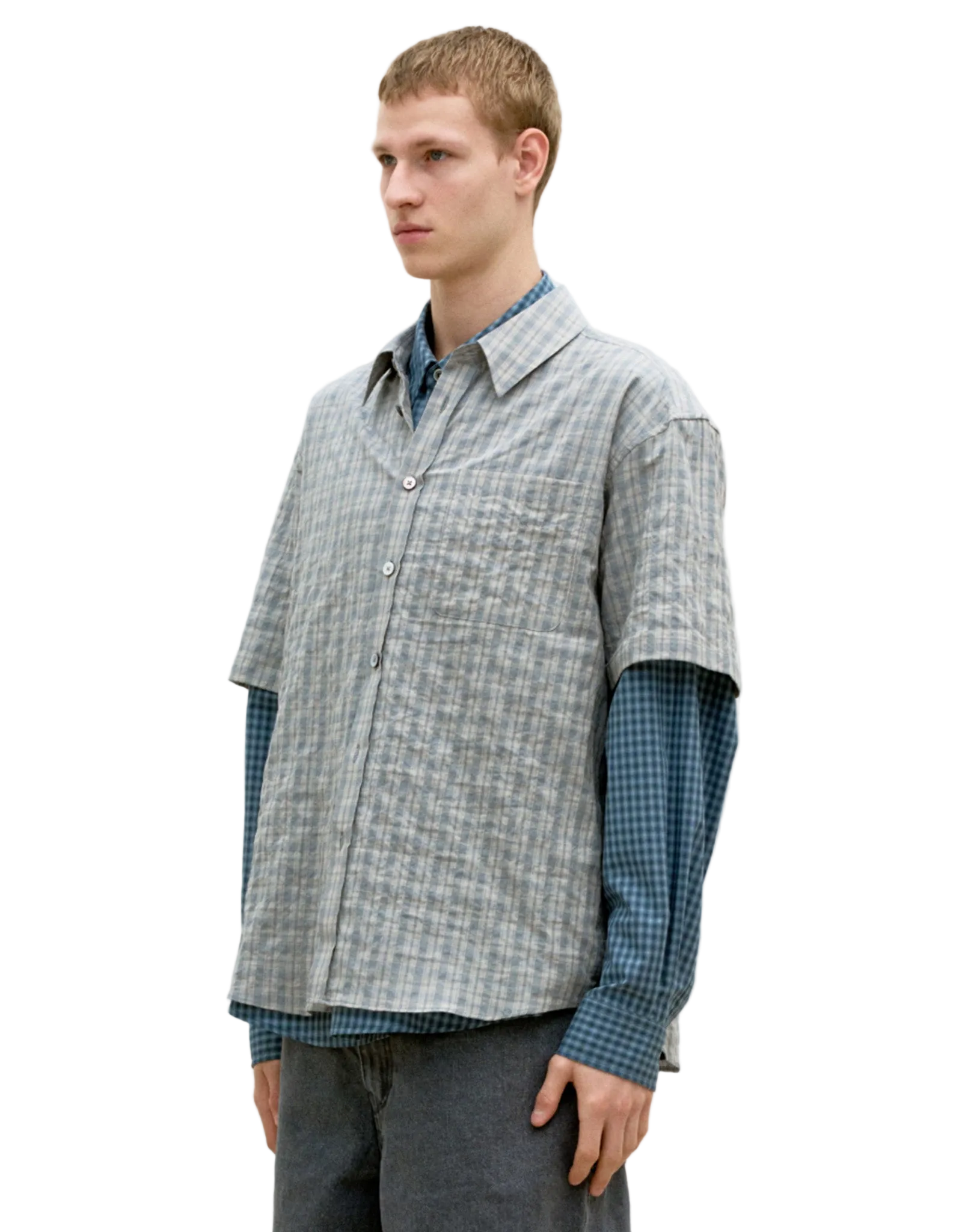 Alternative Wrinkle Check Half Shirt