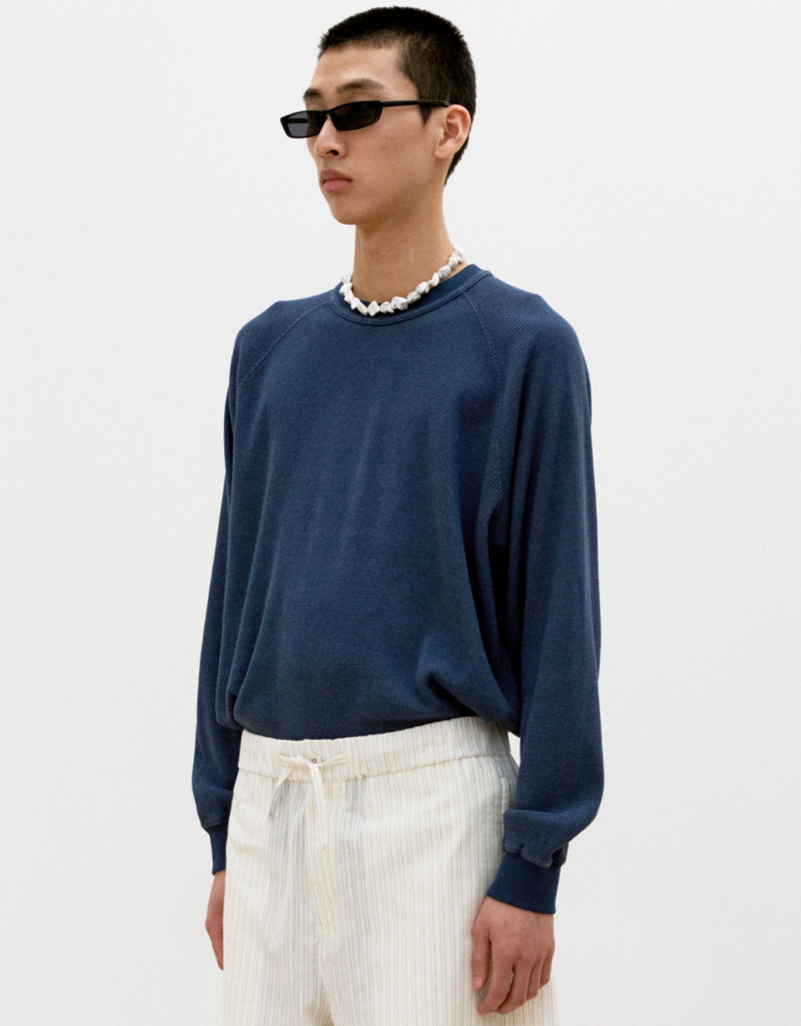 Garment Dying Waffle Raglan Long Sleeve T-Shirt