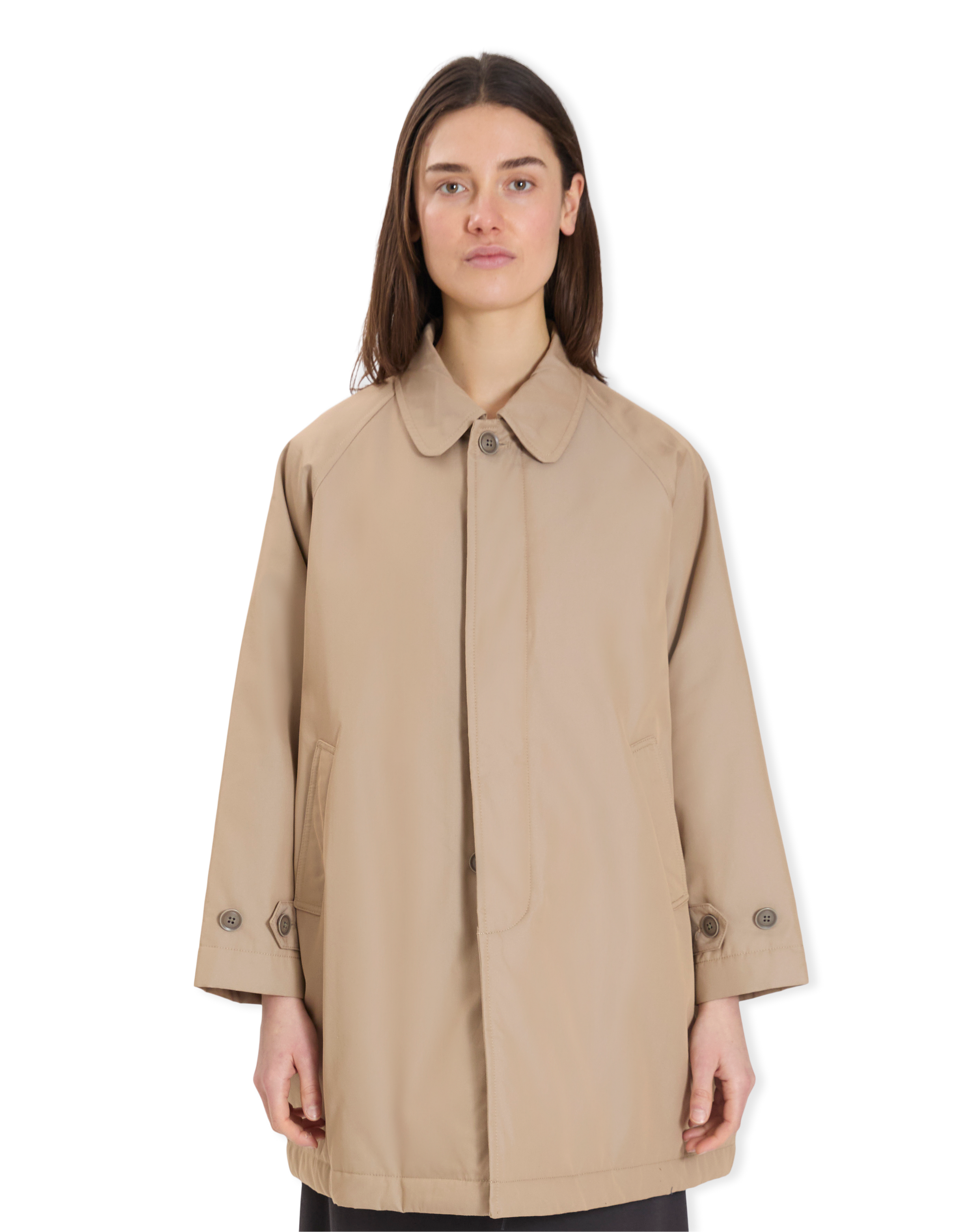 Cotton Polyester Chambray Soutien Collar Coat