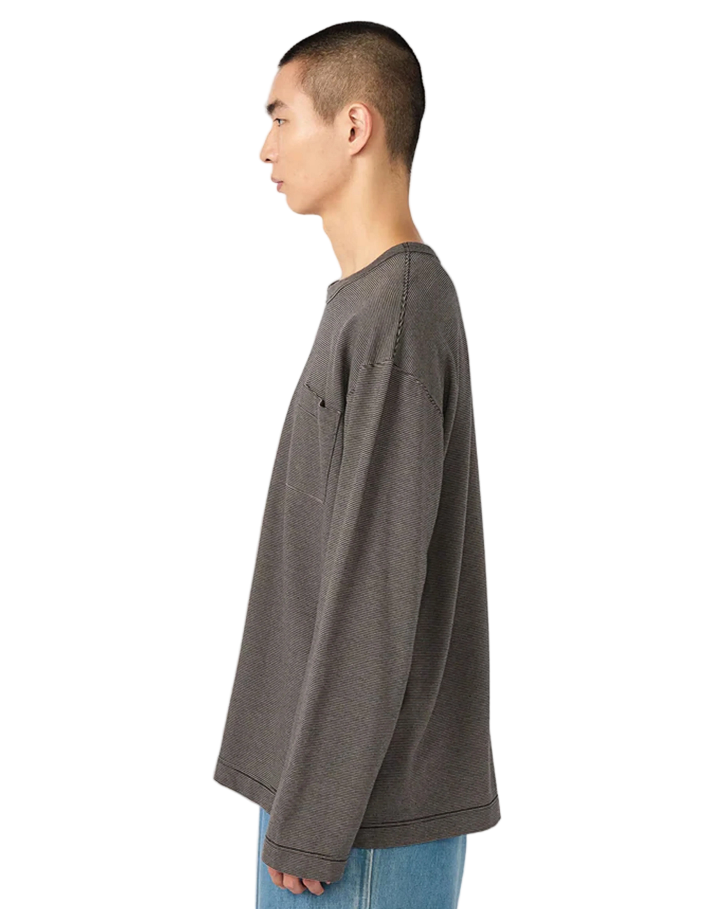 Micro Stripe Pocket L/S Tee