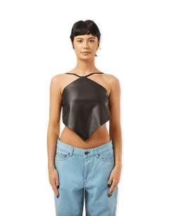 Mina Imitation Leather Top
