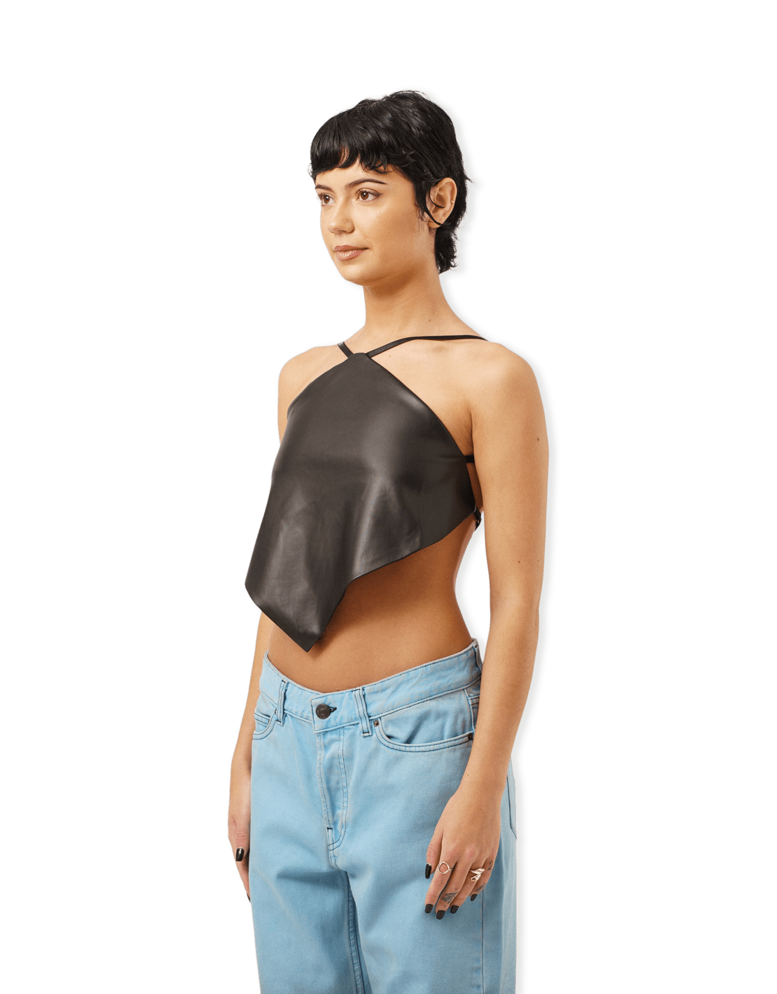 Mina Imitation Leather Top