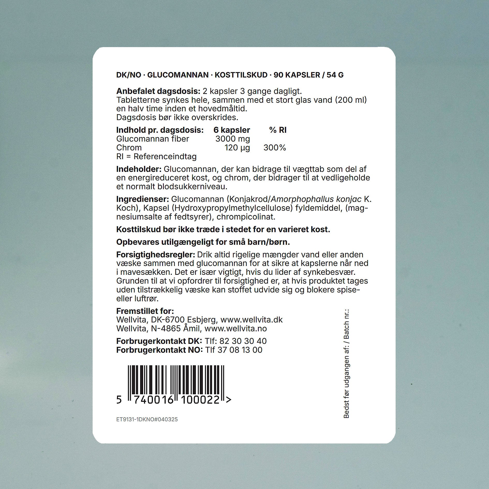 Glucomannan kostfiber fra konjacrod til vægttab i tabletform 90 stk.