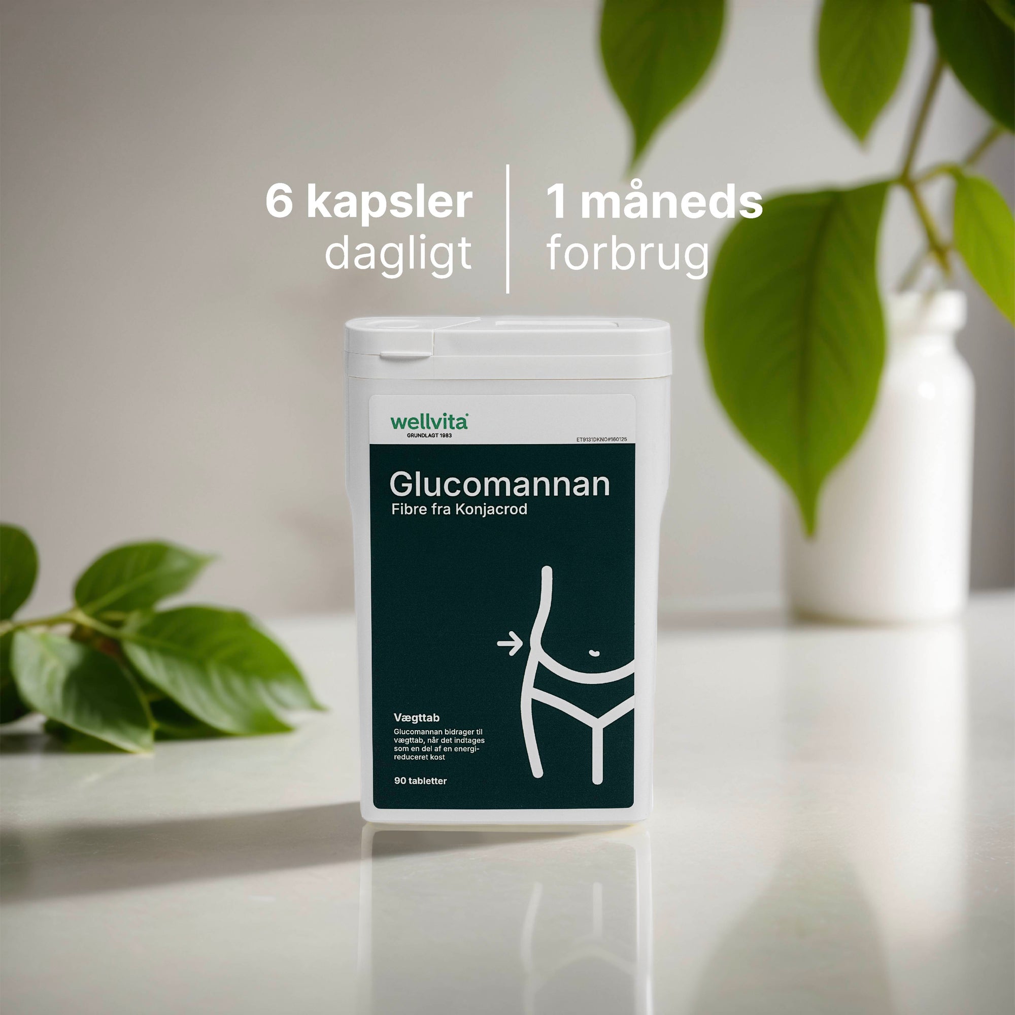 Glucomannan kostfiber fra konjacrod til vægttab i tabletform 90 stk.