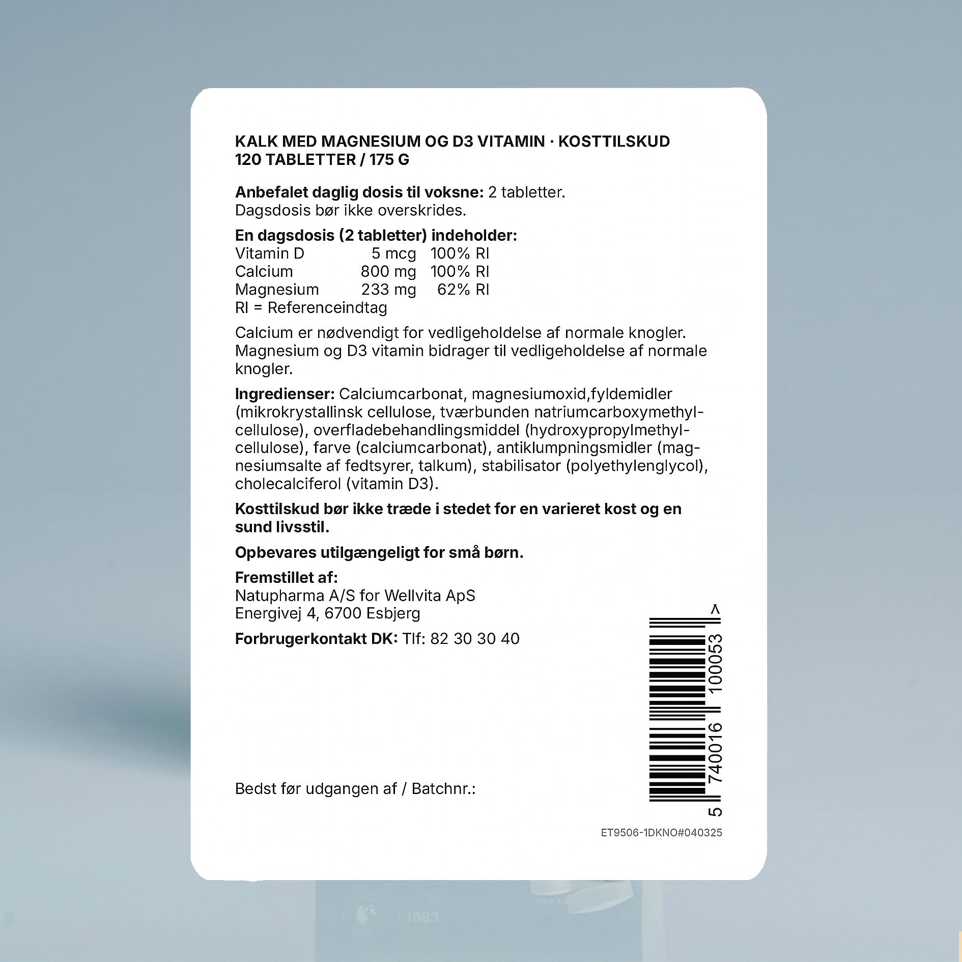 Kalk med Magnesium og D3 vitamin til en normal muskelfunktion