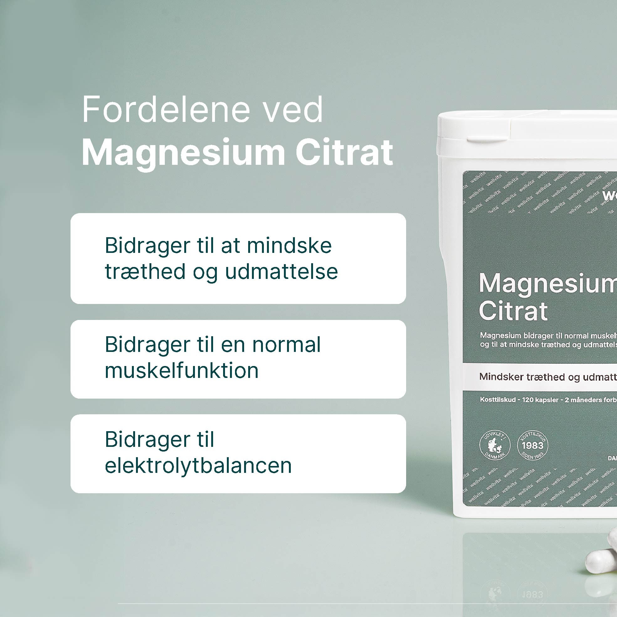 Magnesium Citrat til normal muskelfunktion, mindske træthed og udmattelse​. 