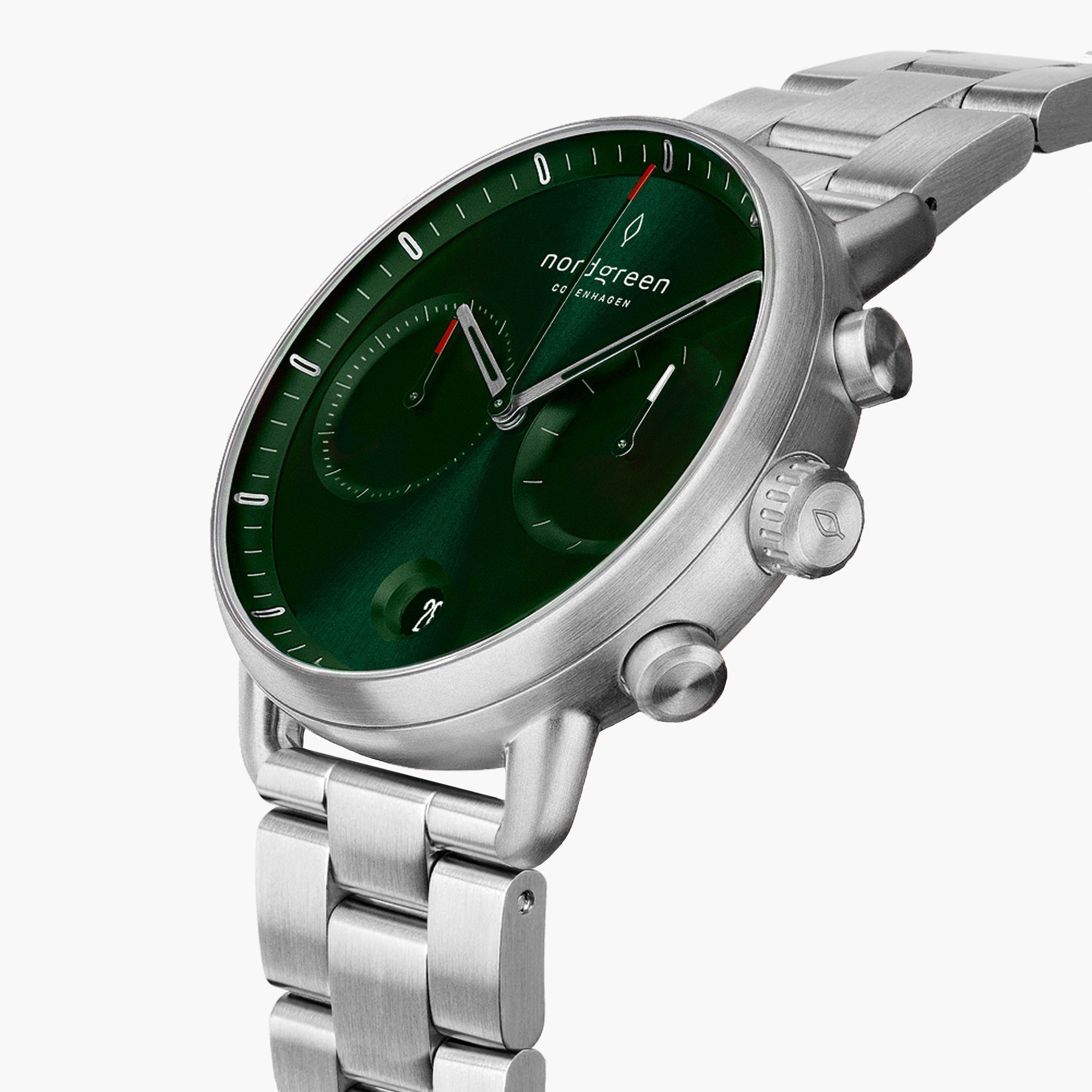 nordgreen pioneer シルバー 42mm Nordgreen Pioneer | 42mm Green Dial Silver Link