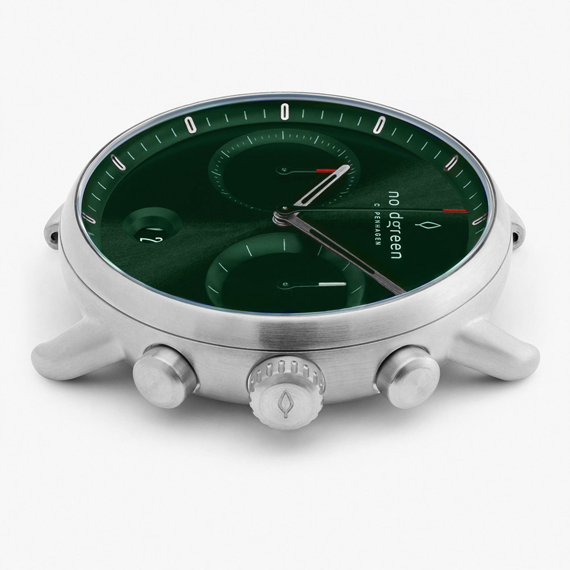 Pioneer 42mm | シルバーメッシュ グリーンダイヤル クロノ – Nordgreen