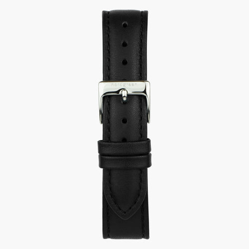 Black Leather Strap - Silver