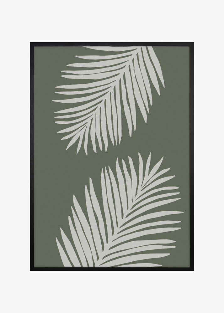 PALM LEAF 06 GREEN WHITE