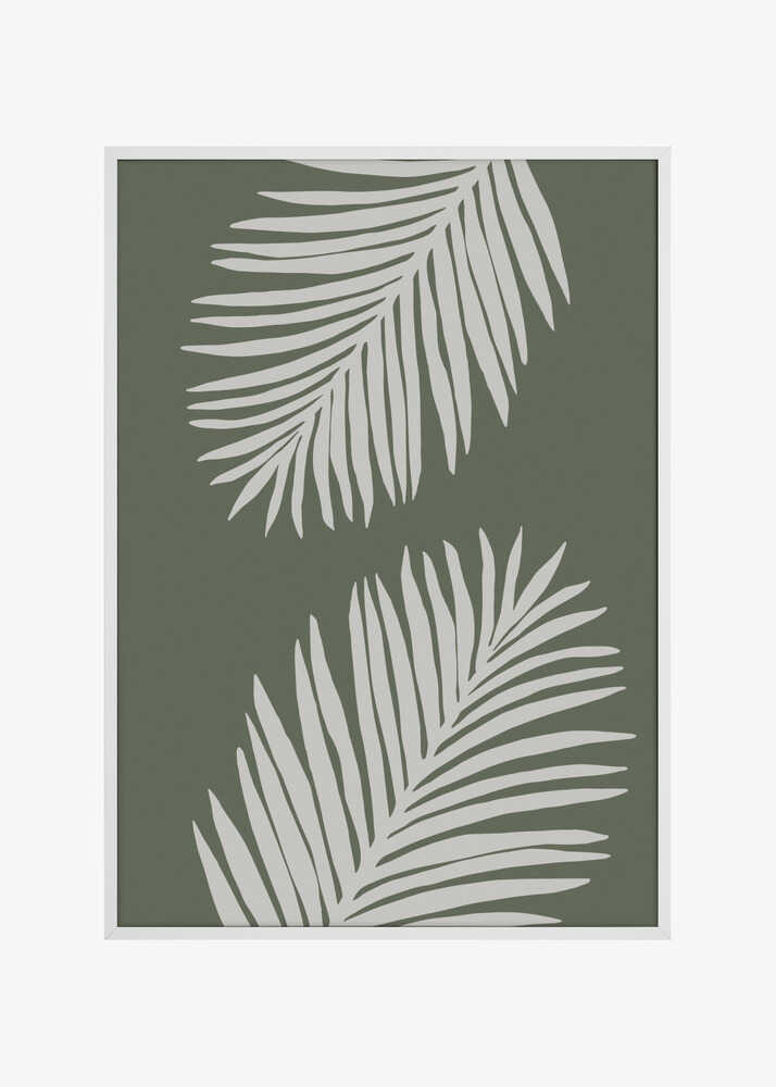 PALM LEAF 06 GREEN WHITE