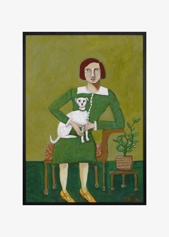 Vintage Lady with her white dog