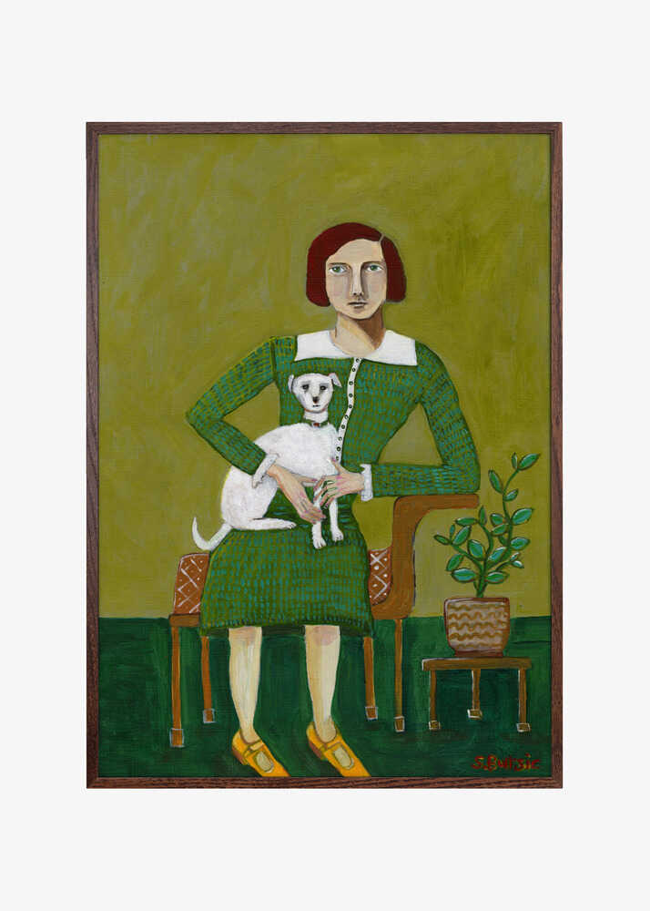 Vintage Lady with her white dog