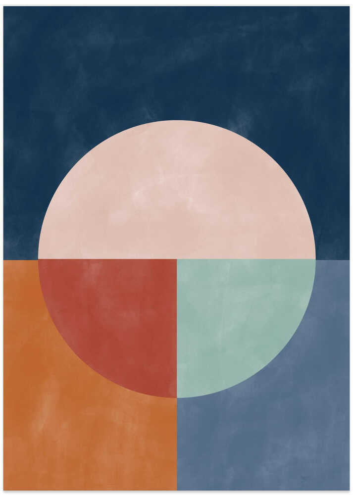 Geometric Abstraction With A Large Pastel Circle