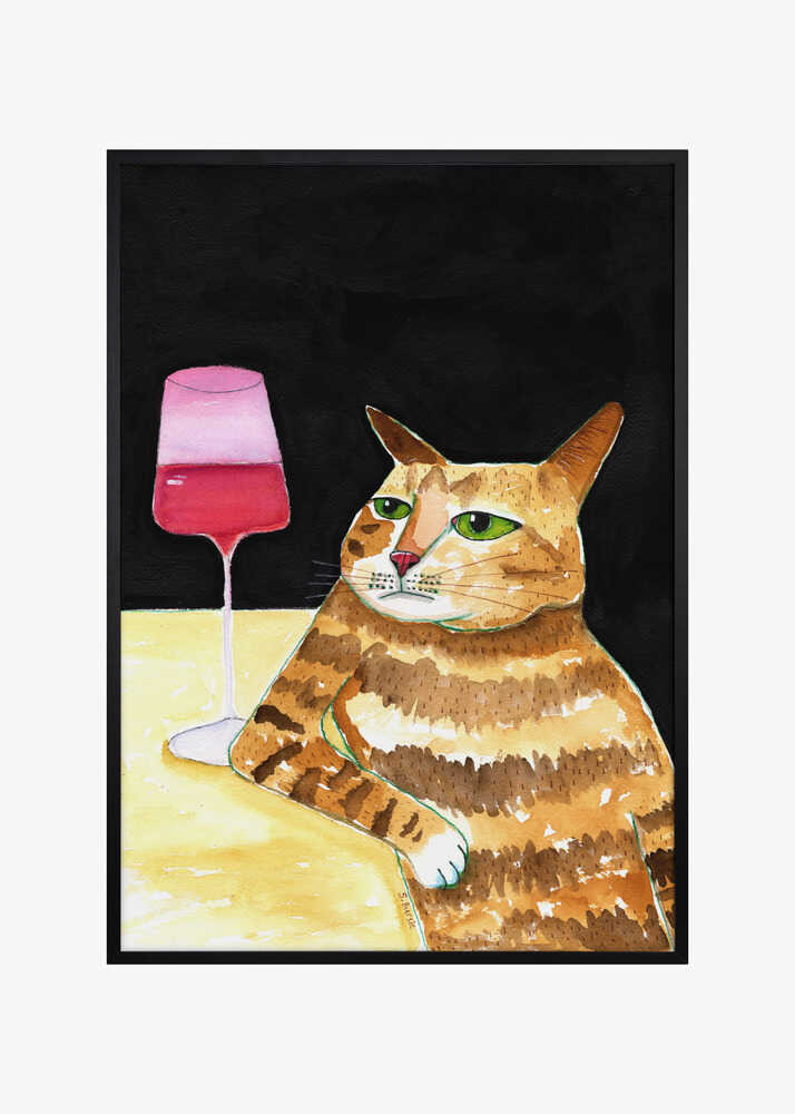 Cat Friday Night Drinks Wine Funny Cat Humour