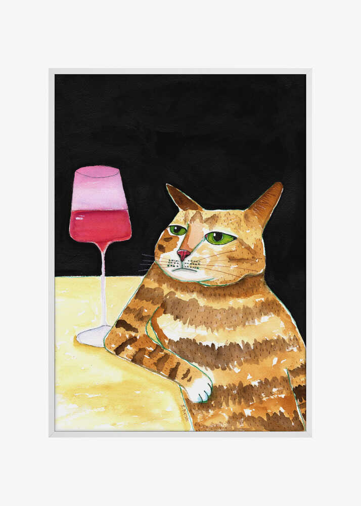 Cat Friday Night Drinks Wine Funny Cat Humour