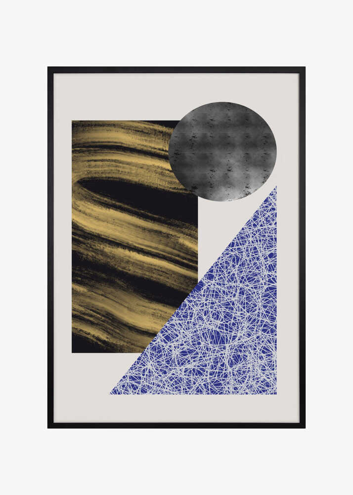 Geometric Shapes With A Black And Gold Textured