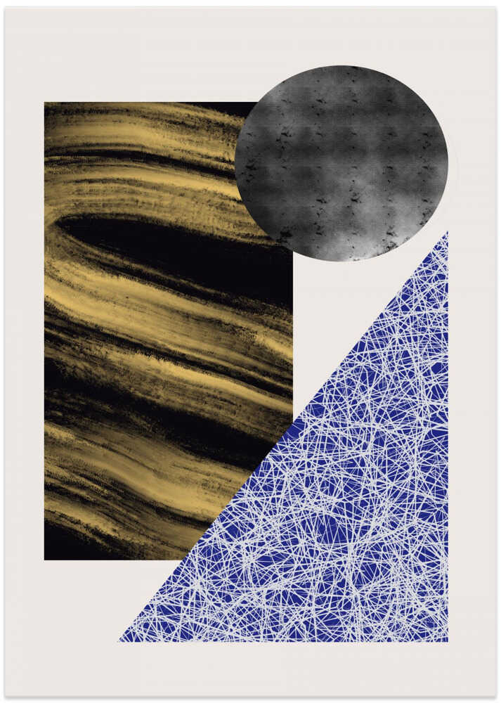 Geometric Shapes With A Black And Gold Textured