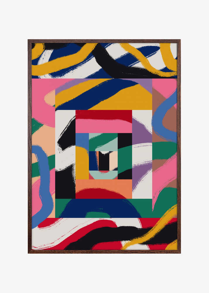 Geometric Shapes and Bold Brushstrokes