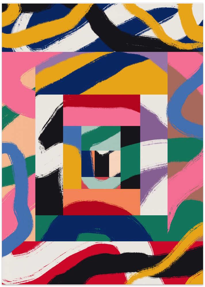 Geometric Shapes and Bold Brushstrokes