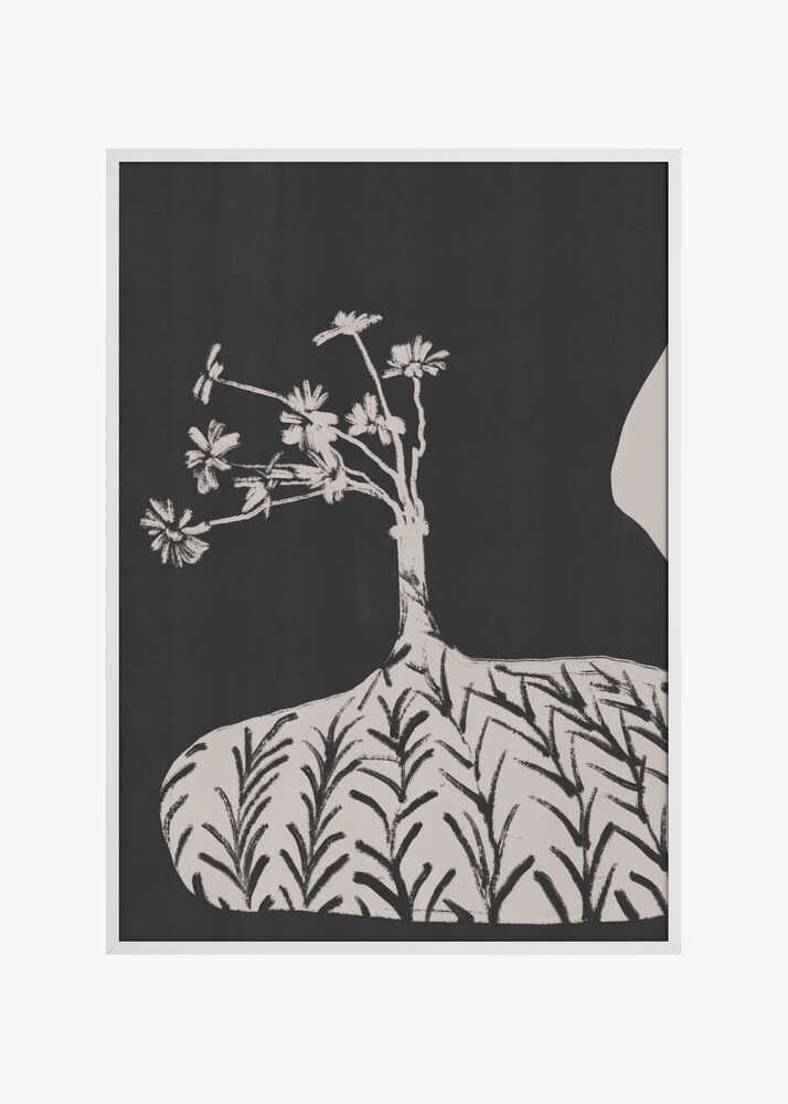 Plump Vase With Slender Flowers