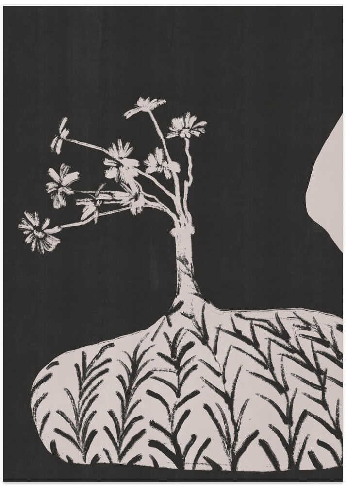 Plump Vase With Slender Flowers