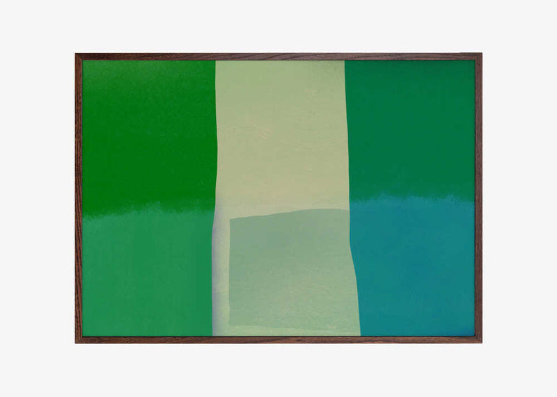 Minimalist Composition With Vibrant Green And Blue Hues