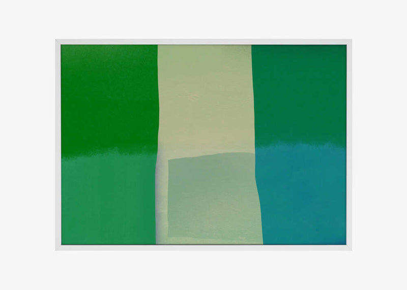 Minimalist Composition With Vibrant Green And Blue Hues