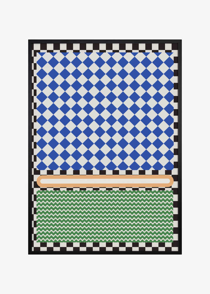 Geometric Pattern With Blue And White Diamonds