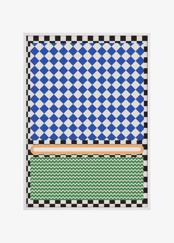 Geometric Pattern With Blue And White Diamonds