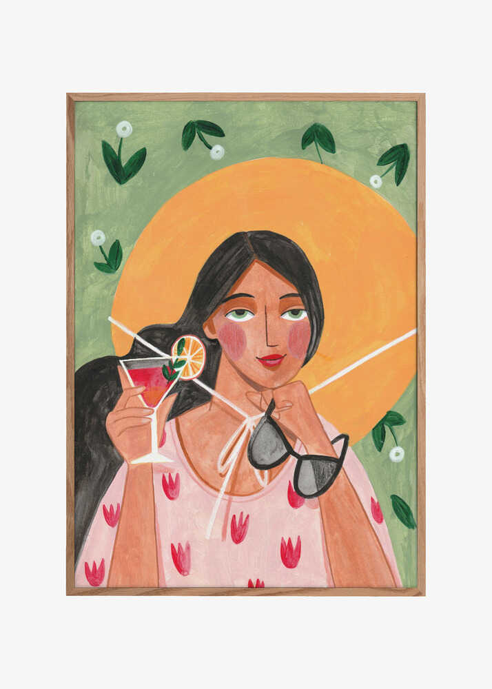 Abstract Modern Bohemian Woman with Cocktail