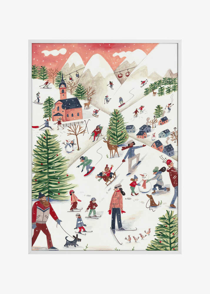 Mountain landscape with houses in the snow Christmas