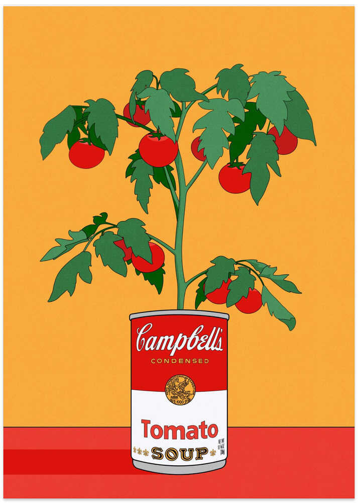Campbells Soup Tomato Plant Retro Illustration