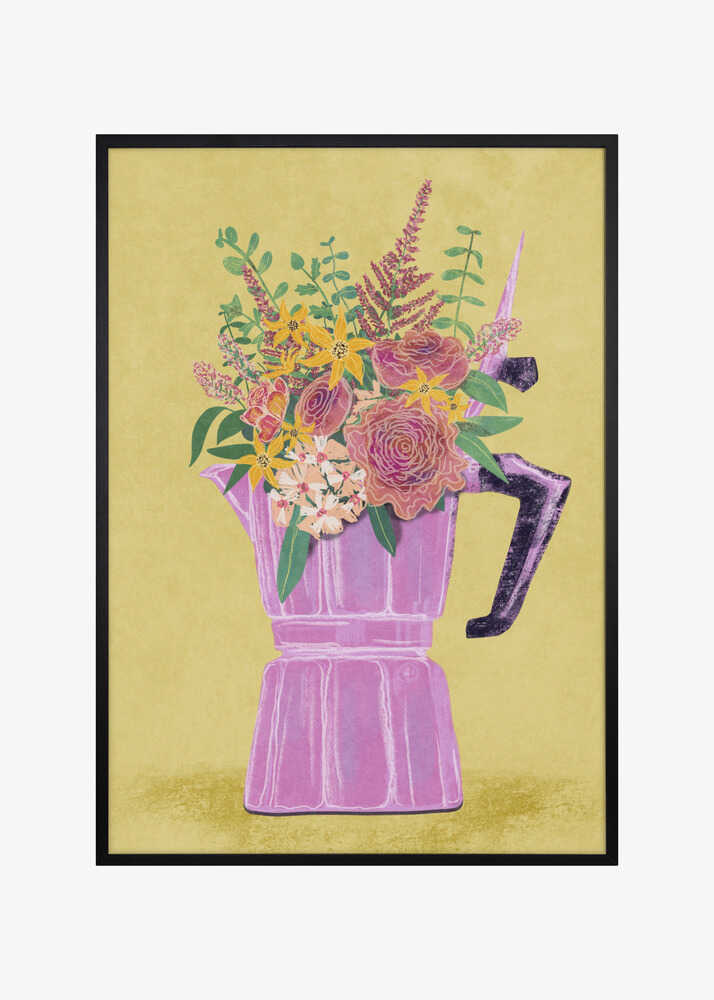 Espresso Maker with Flowers