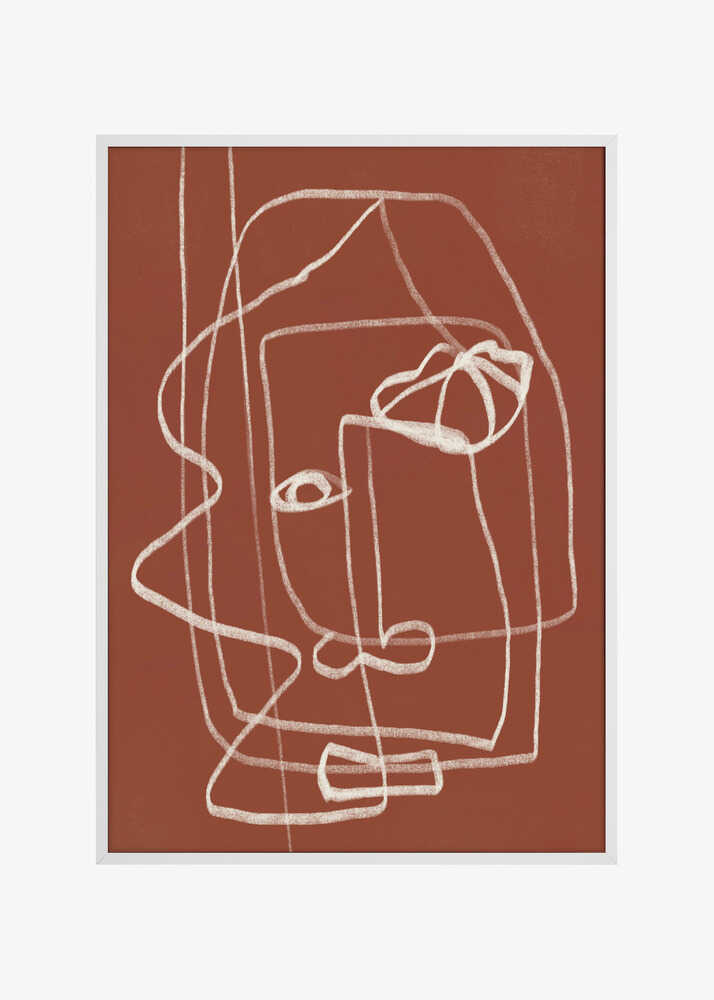 Line Art Abstract Portrait Terracotta 03