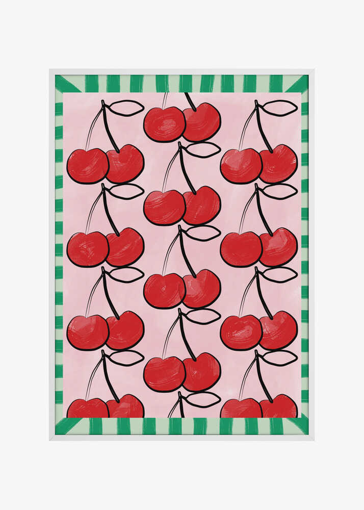 Red Cherries on a Pink