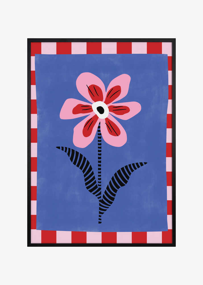 Flower with Pink Petals and Striped Leaves