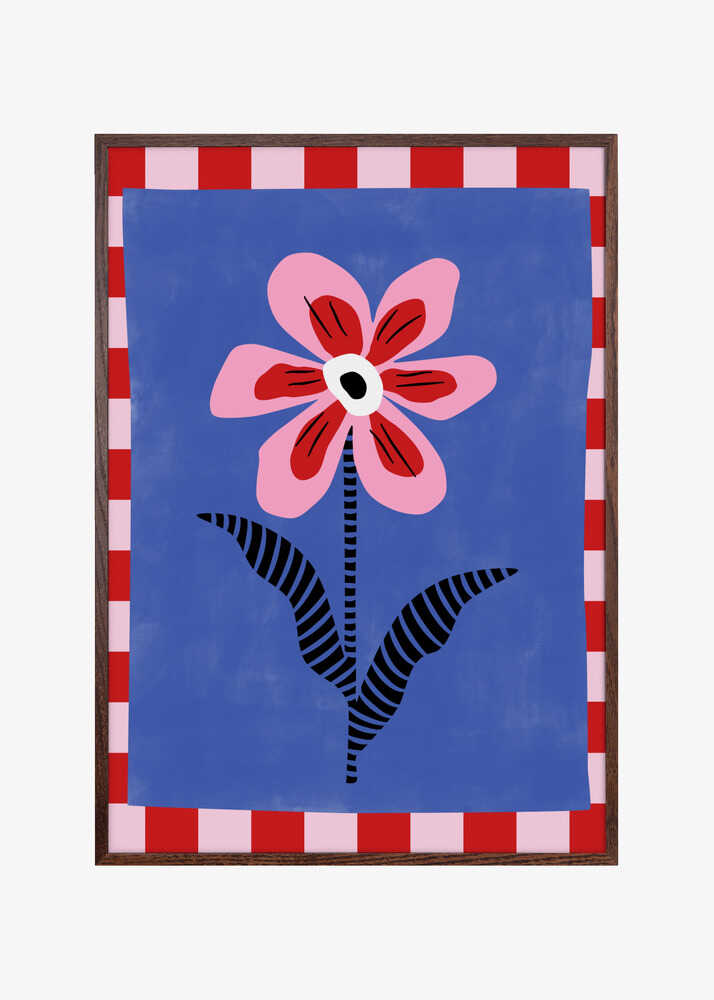 Flower with Pink Petals and Striped Leaves