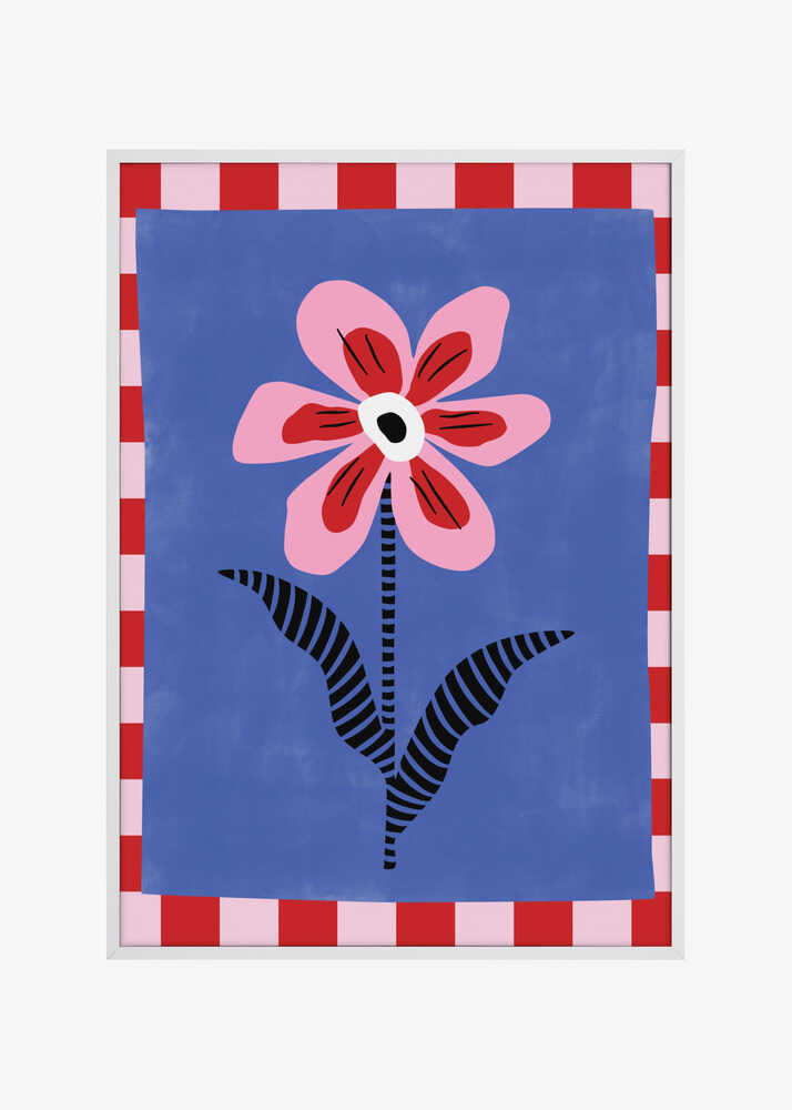 Flower with Pink Petals and Striped Leaves