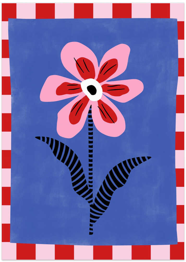 Flower with Pink Petals and Striped Leaves