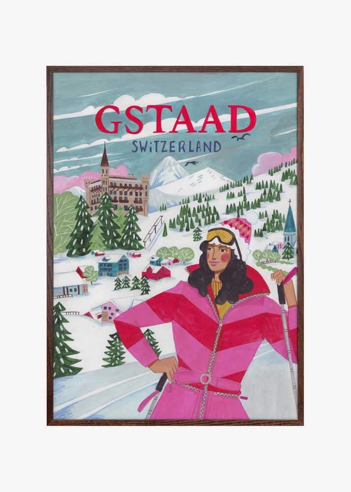 Travel Poster Woman in Gstaad, Switzerland