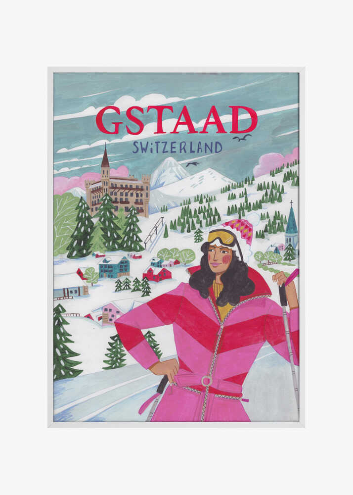 Travel Poster Woman in Gstaad, Switzerland