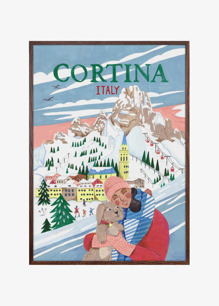 Travel Poster Woman in Cortina, Italy