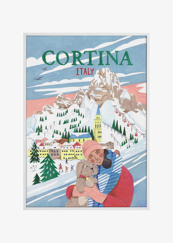 Travel Poster Woman in Cortina, Italy