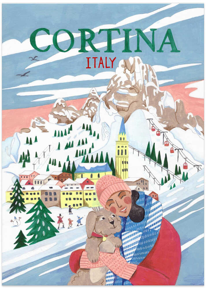 Travel Poster Woman in Cortina, Italy